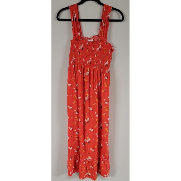 Ingrid & Isabel Maternity Dress Large Red Floral Print Smocked Maxi Sundress - Picture 1 of 10